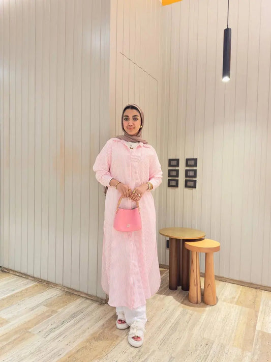 Striped Longline Shirt Dress Nosha Store