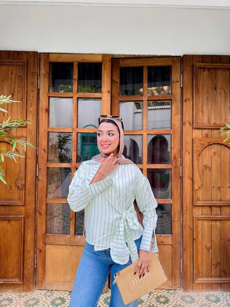 The Modern Striped Wrap Blouse Nosha Store