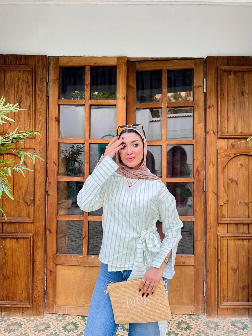 The Modern Striped Wrap Blouse Nosha Store