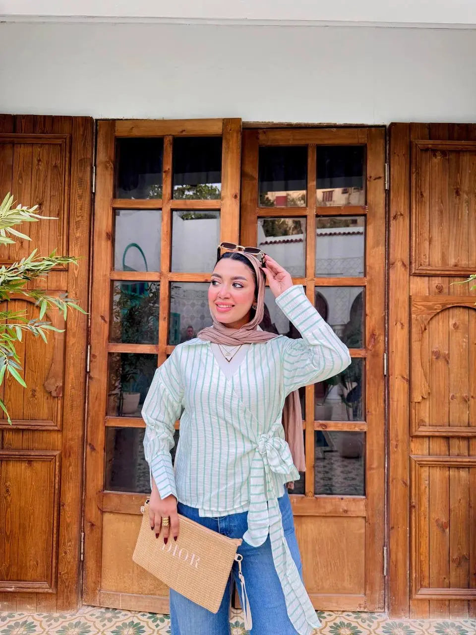 The Modern Striped Wrap Blouse Nosha Store
