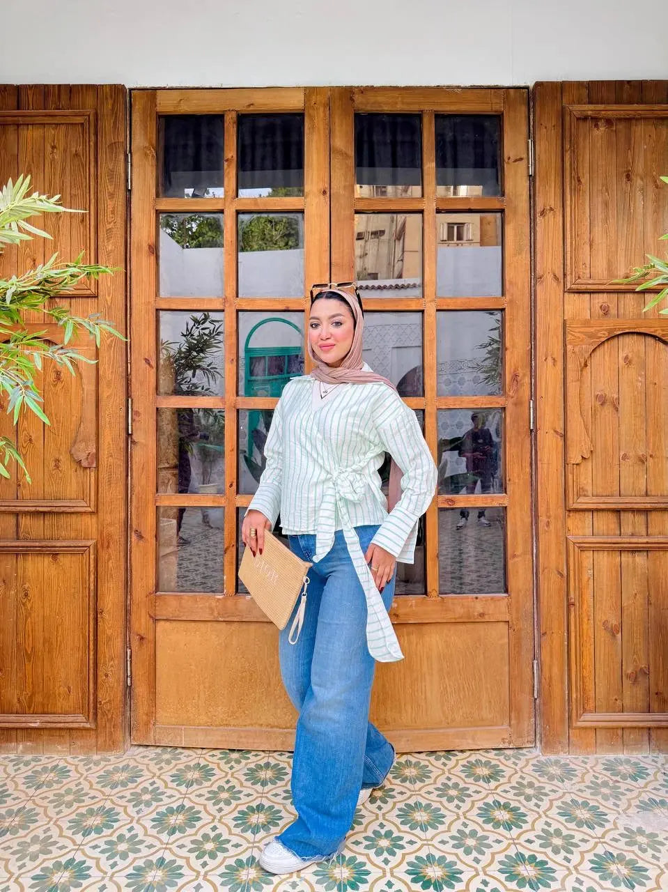 The Modern Striped Wrap Blouse Nosha Store