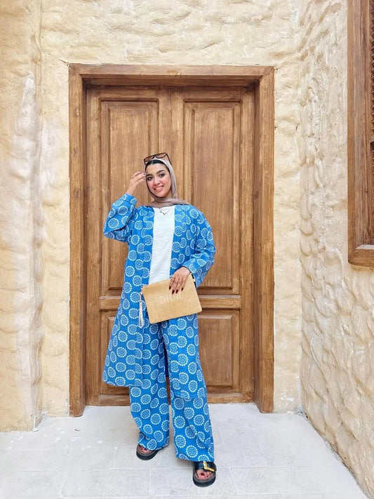 Three-Piece Printed Cardigan Set Nosha Store