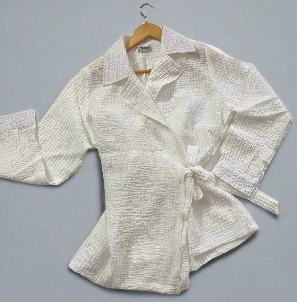 The Modern Textured Wrap Blouse Nosha Store