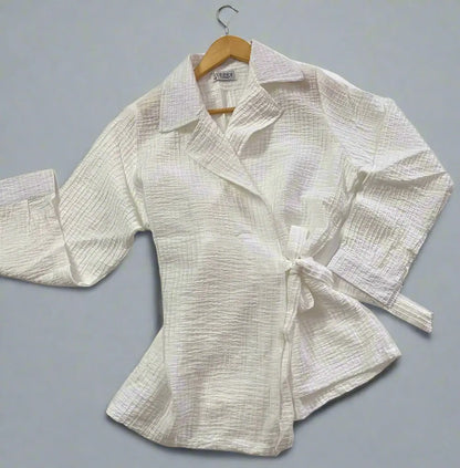 The Modern Textured Wrap Blouse Nosha Store