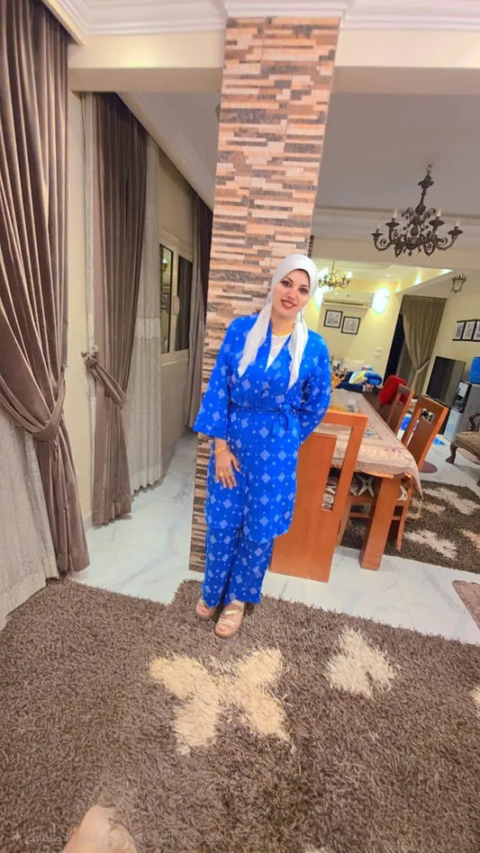 The Royal Blue Geometric 3-Piece Set Nosha Store