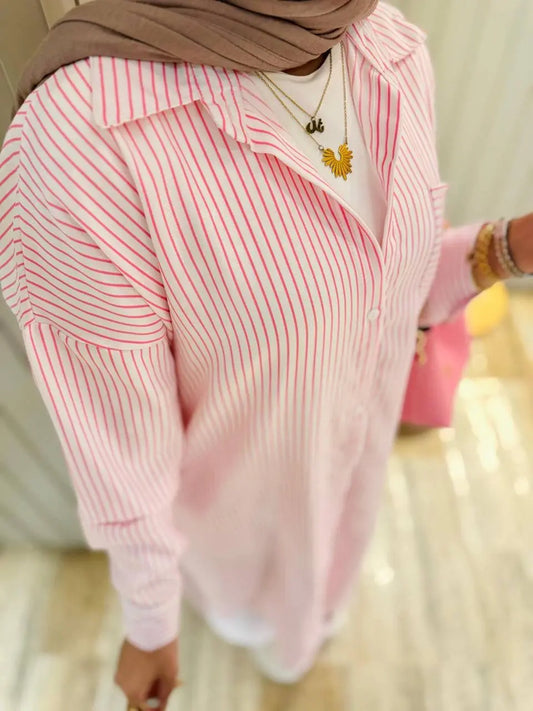Striped Longline Shirt Dress Nosha Store