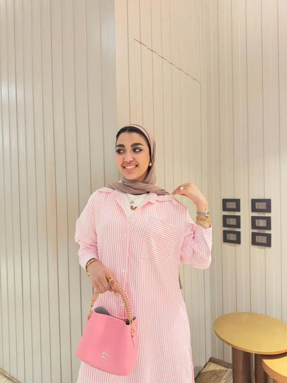Striped Longline Shirt Dress Nosha Store
