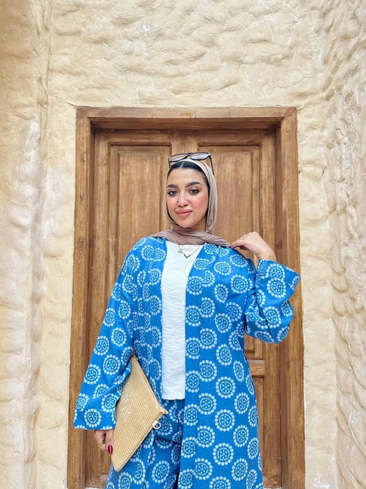 Three-Piece Printed Cardigan Set Nosha Store